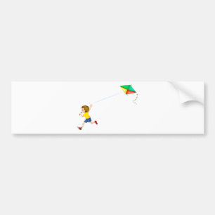 男の子および凧 バンパーステッカー