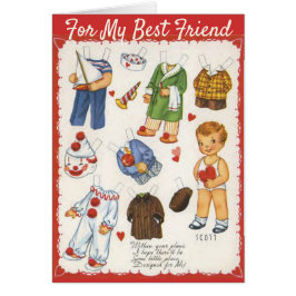 男の子および女の子のバレンタインデーの紙の人形のヴィンテージ