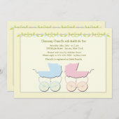 男の子および女の子の双生児のベビーシャワーの招待状 招待状 (正面/裏面)