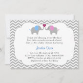 男の子および女の子の双生児のベビーシャワー 招待状 (正面)