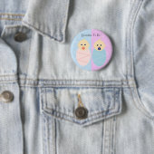 男の子および女の子の双生児の祖母ボタン 缶バッジ (インサイチュ)