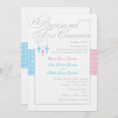 男の子および女の子の洗礼及び聖餐の招待状 招待状 (正面/裏面)