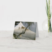 男の子および富士山Hokusaiの日本人のファインアート カード (正面)