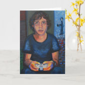 男の子および彼のミイラ カード (黄色い花)