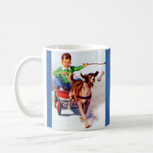 男の子および彼の犬のカート コーヒーマグカップ