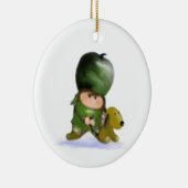 男の子および犬のクリスマスのオーナメント セラミックオーナメント (右)