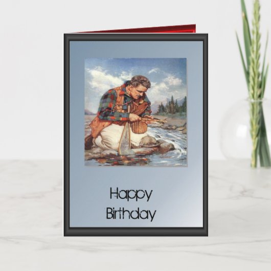 男の子および男-川の魚釣り カード (正面)