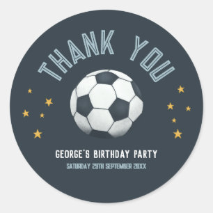 男の子かわいいサッカースポーツありがとう子供の誕生日 ラウンドシール