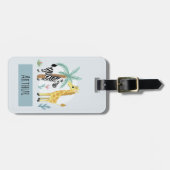 男の子かわいいサファリの動物キリンの名前キッズ ラゲッジタグ (正面横)