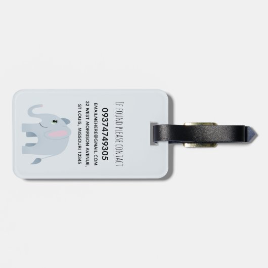 男の子かわいいサファリの動物キリンの名前キッズ ラゲッジタグ (裏面横)