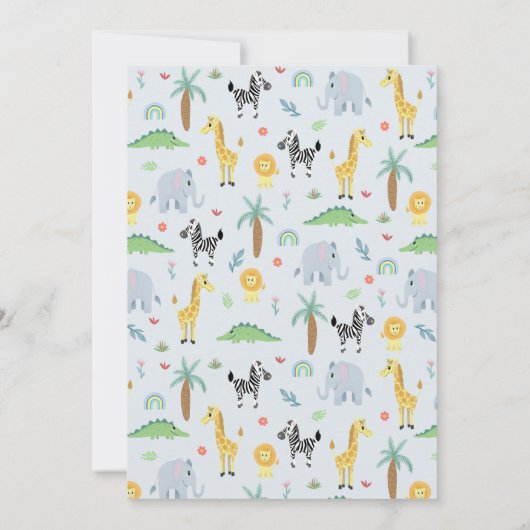 男の子かわいいサファリジャングルキリン赤ちゃんシャワー 招待状 (裏面)