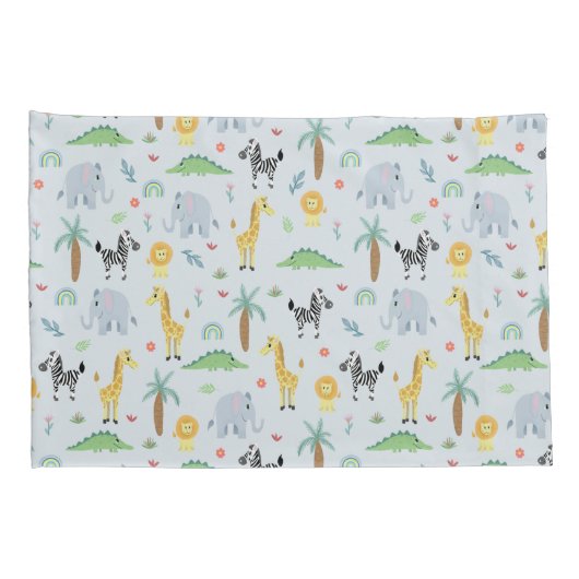 男の子かわいいサファリ動物ゾウの名前キッズ 枕カバー (裏面-右)