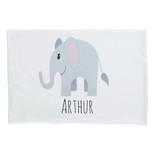 男の子かわいいサファリ動物ゾウの名前キッズ 枕カバー (正面左)