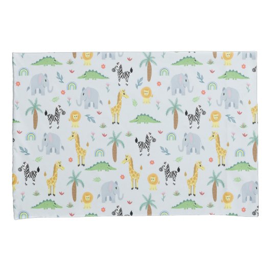 男の子かわいいサファリ動物ゾウの名前キッズ 枕カバー (正面右)