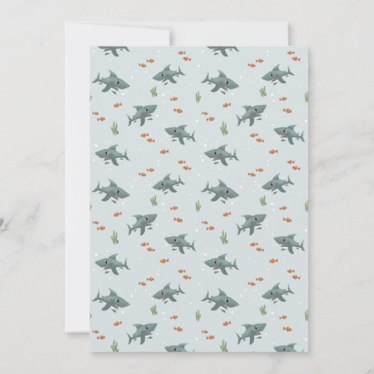 男の子かわいいシャーク海下海5誕生日 招待状 (裏面)