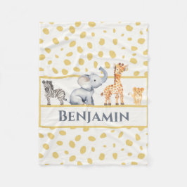 男の子かわいいジャングルサファリベビーアニマル フリースブランケット