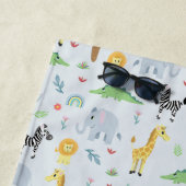 男の子かわいいジャングルサファリ動物ゼブラキッズ ビーチタオル (インサイチュ)