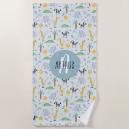 男の子かわいいジャングルサファリ動物ゼブラキッズ ビーチタオル