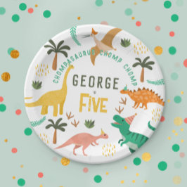 男の子かわいいジャングル恐竜Tレックスキッズ5誕生日 ペーパープレート