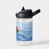 男の子かわいいタートルブルーパーソナライズされた海の子ども ウォーターボトル (左面)