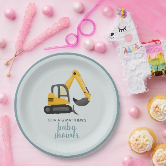 男の子かわいいディガー赤ちゃんシャワー ペーパープレート (パーティー)