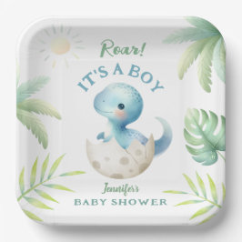 男の子かわいいディノ男の子の恐竜の赤ちゃんシャワーを轟音 ペーパープレート