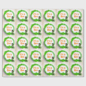 男の子かわいいドラゴンnクローバーアイリッシュベイビーシャワー ラッピングペーパー (フラット)