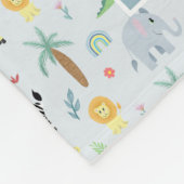 男の子かわいいブルーゼブラ&サファリパターン名子供 フリースブランケット (角)