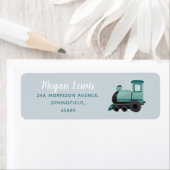 男の子かわいいブルートレインベビーシャワー戻る ラベル (インサイチュ)