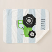 男の子かわいいモダンとグリーンファームトラクターキッズ シェルパブランケット (正面(横))