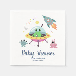 男の子かわいいモダンと宇宙エイリアンベビーシャワー スタンダードカクテルナプキン