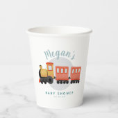 男の子かわいいモダンと電車の旅ベビーシャワー 紙コップ (裏面)