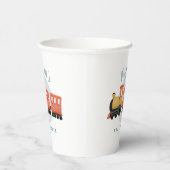 男の子かわいいモダンと電車の旅ベビーシャワー 紙コップ (右)