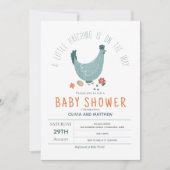 男の子かわいいモダンファーム鶏の赤ちゃんシャワー 招待状 (正面)