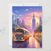 男の子かわいい女の子ツアーシティパーティーバス1st誕生日 招待状 (裏面)