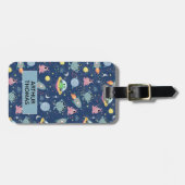 男の子かわいい宇宙エイリアンパターン名子供 ラゲッジタグ (正面横)