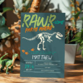 男の子かわいい恐竜が化石の子供を掘る6誕生日 招待状