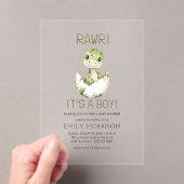 男の子かわいい恐竜の男の赤ちゃん アクリル招待状 (インサイチュ (ポータブル))