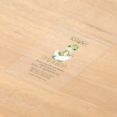 男の子かわいい恐竜の男の赤ちゃん アクリル招待状 (レイダウン)