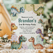 男の子かわいい恐竜2回目の誕生日 招待状