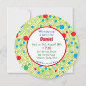 男の子かわいい恐竜、4歳の誕生日パーティー 招待状 (裏面)