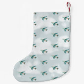 男の子かわいい旅行青い飛行機の子たち スモールクリスマスストッキング (裏面)