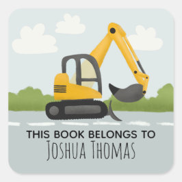 男の子かわいい本はディガーの子供たち蔵書票 スクエアシール