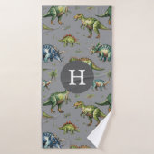 男の子かわいい水彩恐竜&ネームキッズ バスタオル (バスタオル)