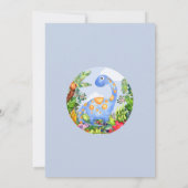 男の子かわいい水色恐竜ジャングル赤ちゃんシャワー サンキューカード (裏面)