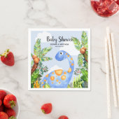 男の子かわいい水色恐竜ジャングル赤ちゃんシャワー スタンダードカクテルナプキン (インサイチュ)