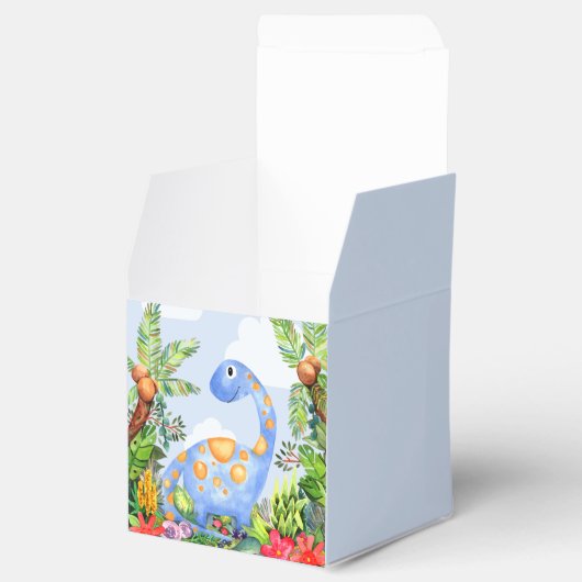 男の子かわいい水色恐竜ジャングル赤ちゃんシャワー フェイバーボックス (オープン)