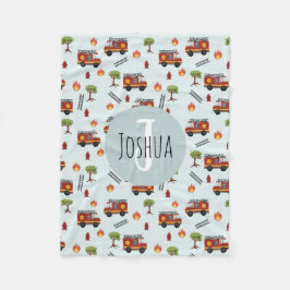 男の子かわいい消防士の消防車のパターン フリースブランケット