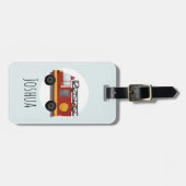 男の子かわいい消防消防車のトラックの子供 ラゲッジタグ (正面横)