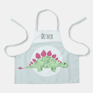 男の子かわいい緑のステゴサウルス恐竜の子供 エプロン
